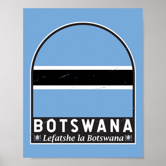 Botsuana-Flaggenemblem gestört Vintag Poster (Vorne)
