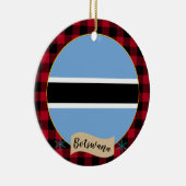 Botsuana, Roter Büffel kariert & Botsuana-Flagge Keramik Ornament (Rechts)