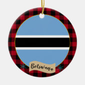Botsuana, Roter Büffel kariert & Botsuana-Flagge Keramik Ornament (Vorne)