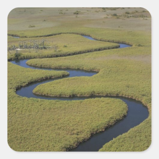 Botswana, Afrika. Luftbild Okavango-Fluss. Quadratischer Aufkleber (Vorderseite)
