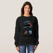 Botswana American Flag   USA Botswanan Messy Bun Sweatshirt (Vorne ganz)
