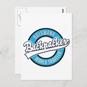 Botswana Backpacker World Traveller Logo. Postkarte