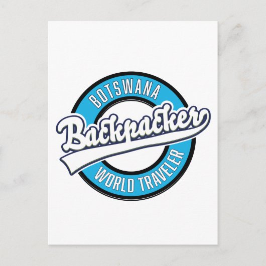 Botswana Backpacker World Traveller Logo. Postkarte (Vorderseite)