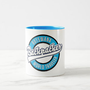 Botswana Backpacker World Traveller Logo. Zweifarbige Tasse