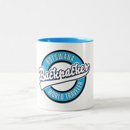 Botswana Backpacker World Traveller Logo. Zweifarbige Tasse (Mittel)