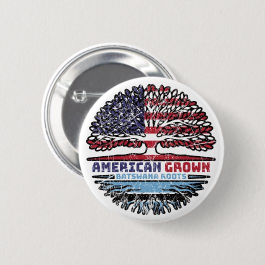 Botswana Batswana American USA Tree Roots Flag Button (Vorne & Hinten)