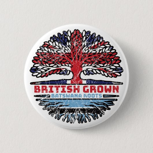 Botswana Batswana British UK Tree Roots Flag Button (Vorderseite)