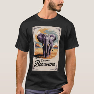 Botswana Elephant Illustration Travel Art Vintag T-Shirt
