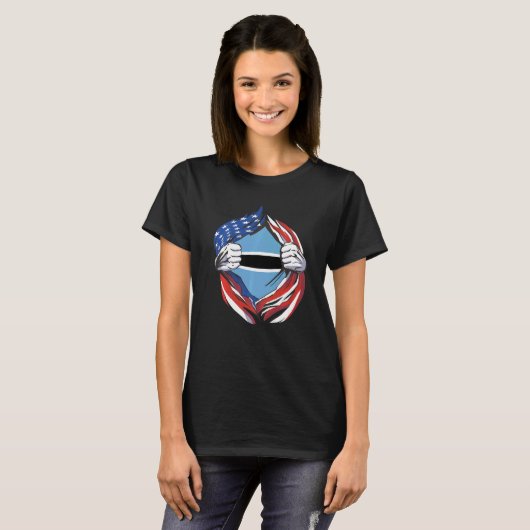 Botswana Flag American Proud of My Botswanian Heri T-Shirt (Vorne ganz)