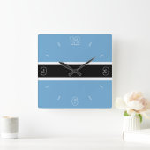 Botswana Flag Blue Black White Numbers Patriotic Quadratische Wanduhr (Zuhause)