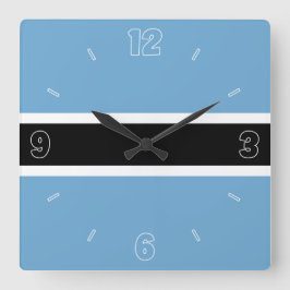 Botswana Flag Blue Black White Numbers Patriotic Quadratische Wanduhr