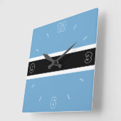 Botswana Flag Blue Black White Numbers Patriotic Quadratische Wanduhr (Winkel)