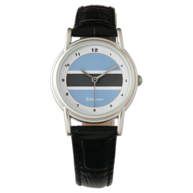Botswana Flag & Botswana trendige Mode /Design Armbanduhr (Vorderseite)