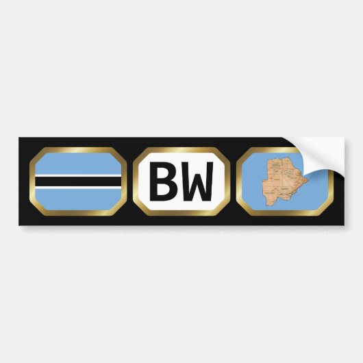 Botswana Flag Map Code Autoaufkleber (Vorne)