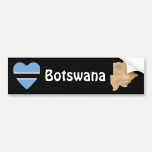 Botswana-Flaggen-Herz + Karten-Autoaufkleber Autoaufkleber