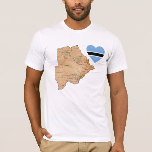 Botswana-Flaggen-Herz und Karten-T - Shirt