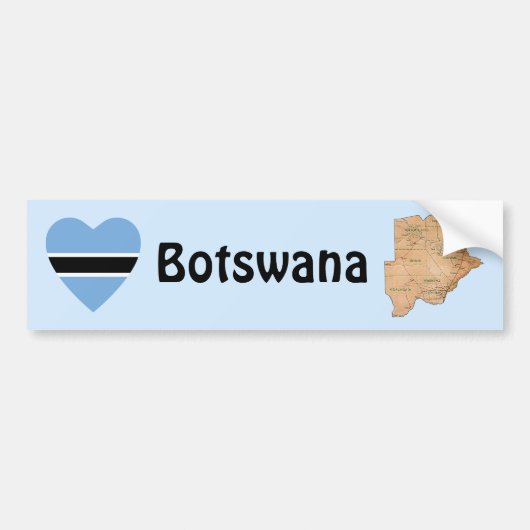 Botswana Flaggenherz + Karte Autoaufkleber (Vorne)