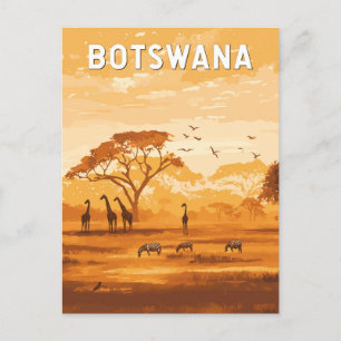 Botswana Illustration Reise Kunst Vintage Postkarte