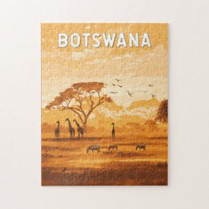 Botswana Illustration Reise Kunst Vintage Puzzle