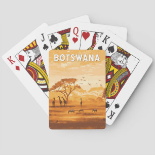 Botswana Illustration Reise Kunst Vintage Spielkarten
