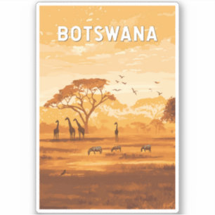 Botswana Illustration Reisen Vintag Aufkleber