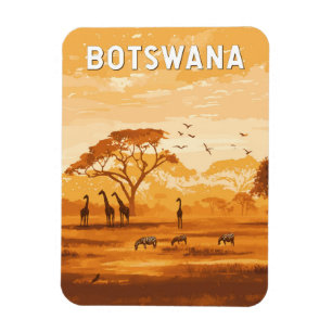 Botswana Illustration Reisen Vintag Magnet