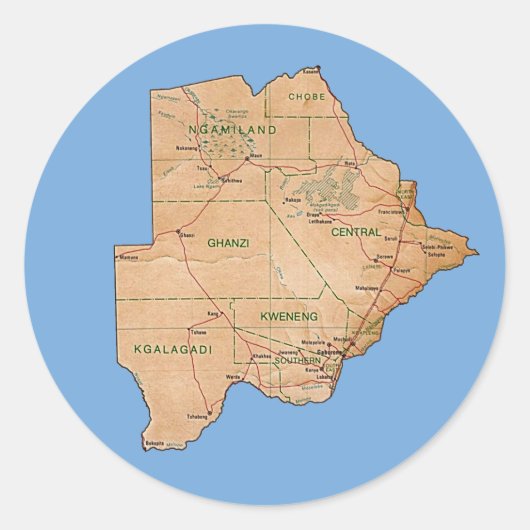Botswana Karte Aufkleber (Vorderseite)