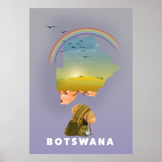 Botswana-Karte Poster (Vorne)