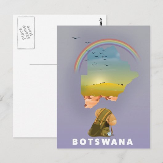Botswana-Karte Postkarte (Vorne/Hinten)