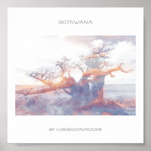 Botswana Kubu Island Baobab Reiseplakat Poster