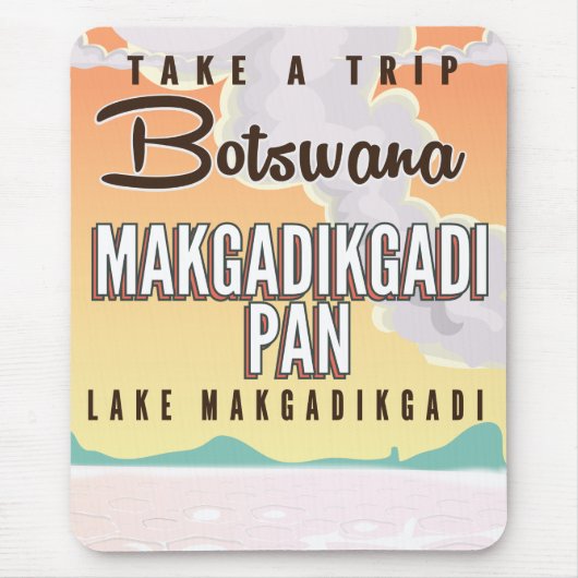 Botswana - Makgadikgadi Pan Vintage Reiseplakat Mousepad (Vorne)