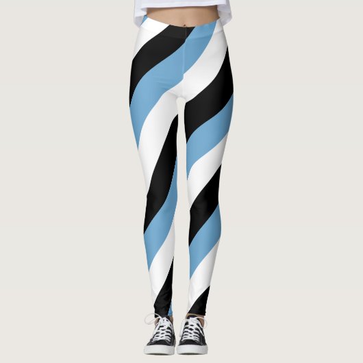 Botswana National Flag Colors Diagonal Striped Leggings (Vorderseite)