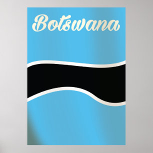 Botswana-Nationalflagge im Vintage-Stil-Reiseposte Poster