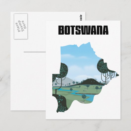 Botswana Reiseplakat Postkarte (Vorne/Hinten)