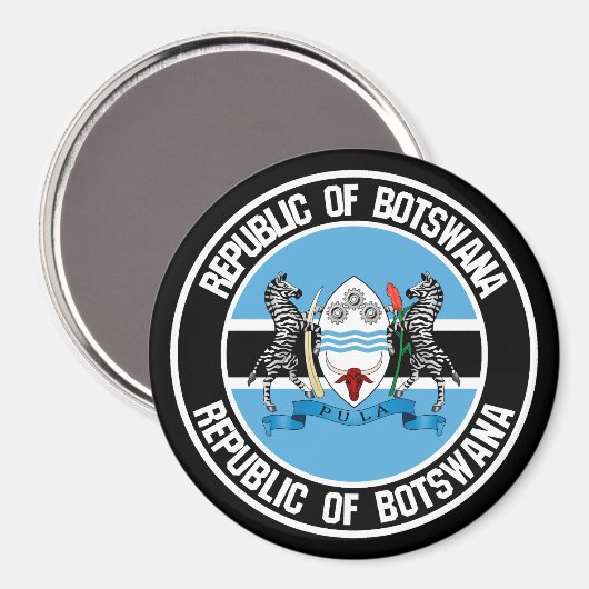 Botswana Round Emblem Magnet (Vorderseite/Rückseite)