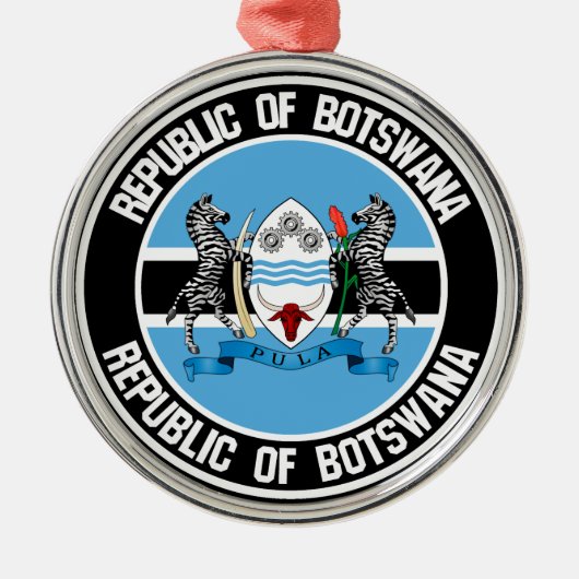 Botswana Round Emblem Ornament Aus Metall (Vorne)