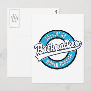 Botswana Rucksacktourist Welt Reisender Logo. Postkarte