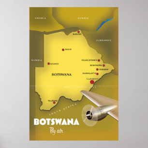 Botswana Vintage-Reiseposter im Stil der Vergangen Poster