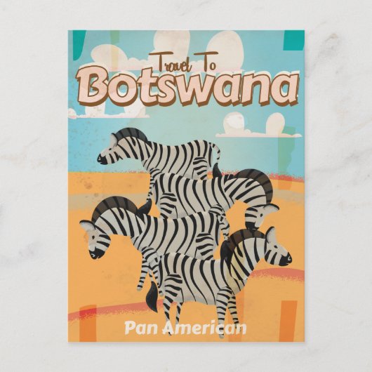 Botswana Vintage Travel Poster Postkarte (Vorderseite)
