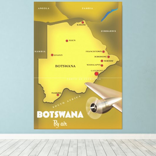 Botswana Vintages Reiseplakat. Leinwanddruck (Insitu (Holzboden))