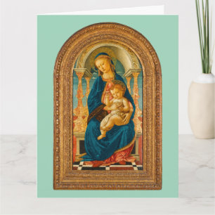 Botticelli (1445-1510) Madonna & Child Enthroned Dankeskarte