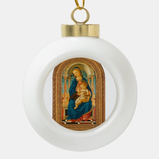 Botticelli (1445-1510) Madonna & Child Enthroned Keramik Kugel-Ornament (Vorderseite)