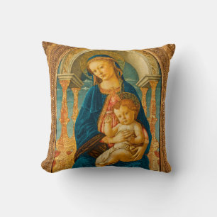 Botticelli (1445-1510) Madonna & Child Enthroned Kissen