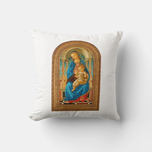 Botticelli (1445-1510) Madonna & Child Enthroned Kissen (Vorderseite)