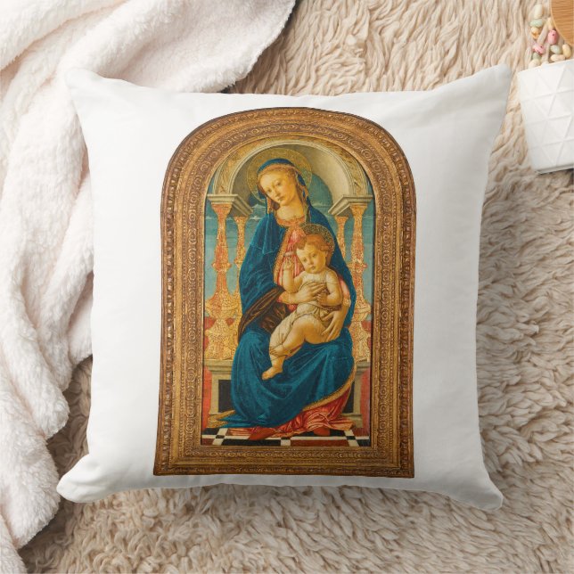 Botticelli (1445-1510) Madonna & Child Enthroned Kissen (Decke)