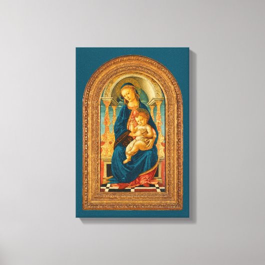 Botticelli (1445-1510) Madonna & Child Enthroned Leinwanddruck (Vorderseite)