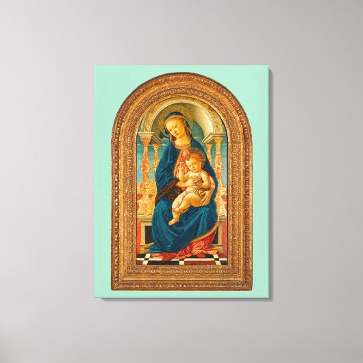 Botticelli (1445-1510) Madonna & Child Enthroned Leinwanddruck (Vorderseite)