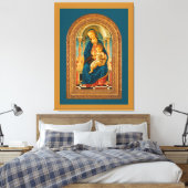 Botticelli (1445-1510) Madonna & Child Enthroned Leinwanddruck (Insitu (Schlafzimmer))