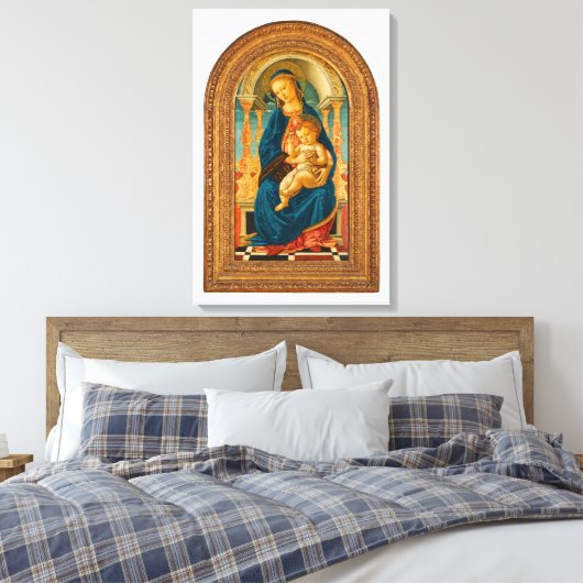 Botticelli (1445-1510) Madonna & Child Enthroned Leinwanddruck (Insitu (Schlafzimmer))