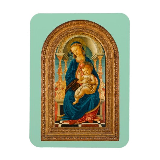 Botticelli (1445-1510) Madonna & Child Enthroned Magnet (Vertikal)